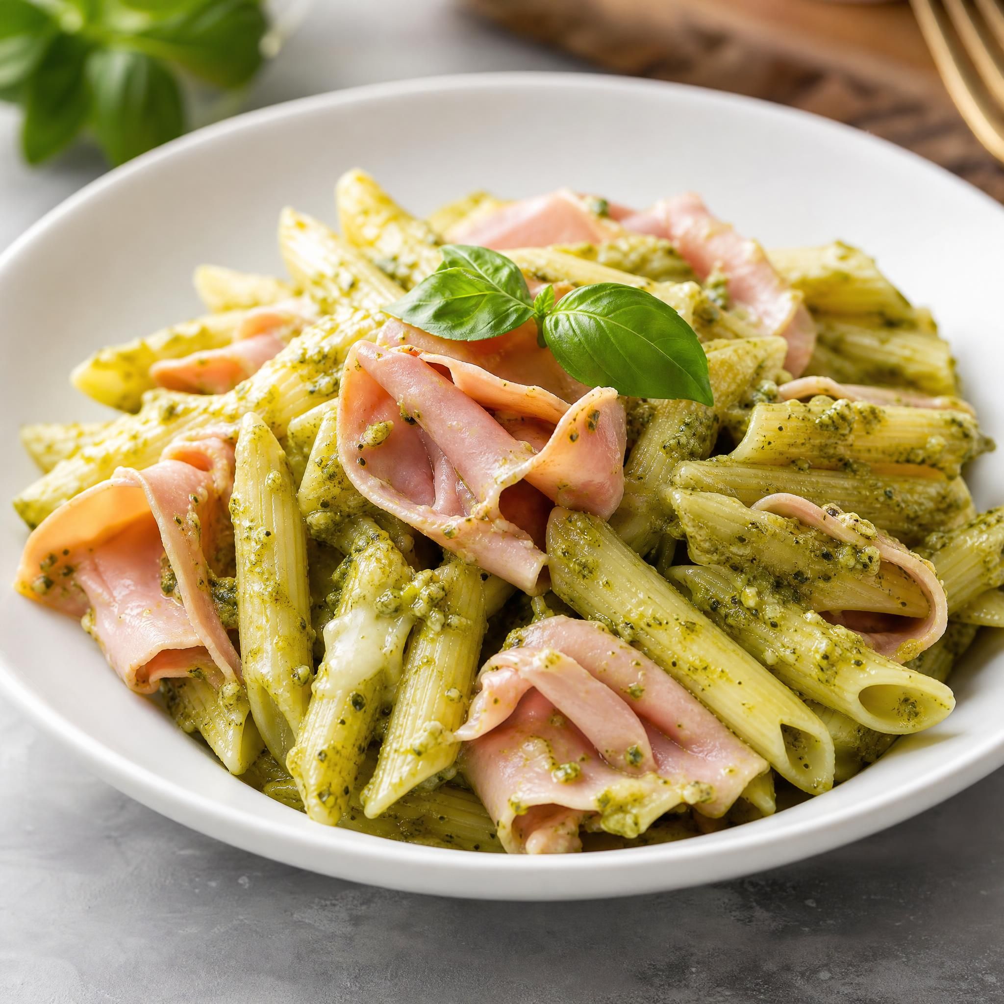 Pâtes pesto jambon